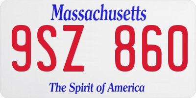 MA license plate 9SZ860