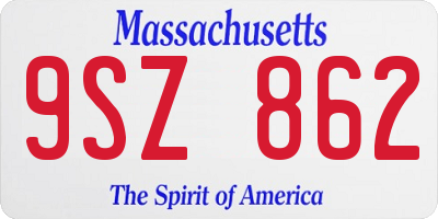 MA license plate 9SZ862