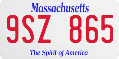 MA license plate 9SZ865