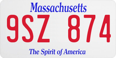 MA license plate 9SZ874