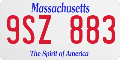 MA license plate 9SZ883