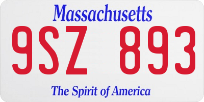MA license plate 9SZ893
