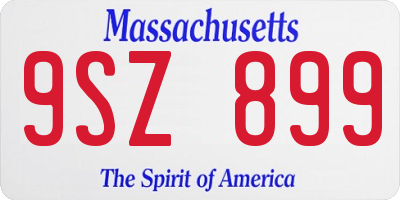 MA license plate 9SZ899