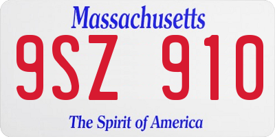 MA license plate 9SZ910