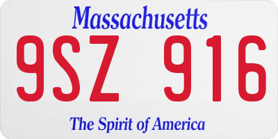 MA license plate 9SZ916