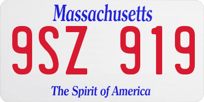 MA license plate 9SZ919