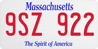 MA license plate 9SZ922