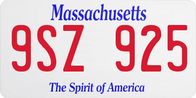 MA license plate 9SZ925