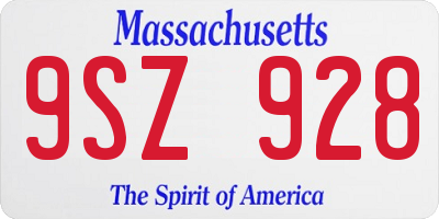 MA license plate 9SZ928