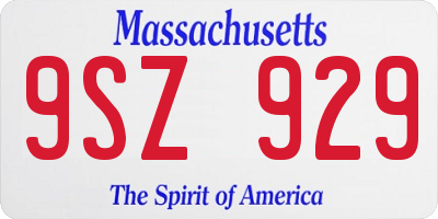 MA license plate 9SZ929