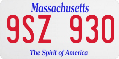 MA license plate 9SZ930