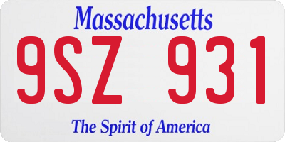 MA license plate 9SZ931