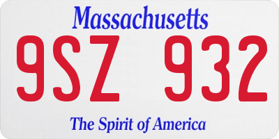 MA license plate 9SZ932
