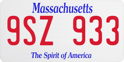 MA license plate 9SZ933