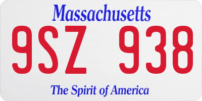 MA license plate 9SZ938