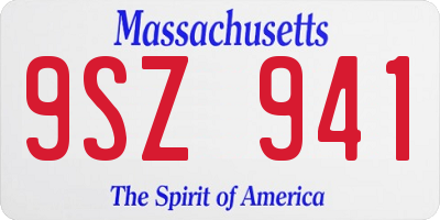 MA license plate 9SZ941