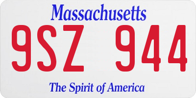 MA license plate 9SZ944