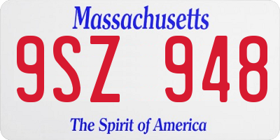 MA license plate 9SZ948