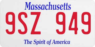 MA license plate 9SZ949