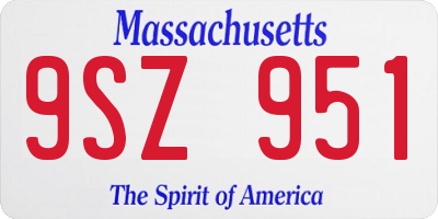 MA license plate 9SZ951