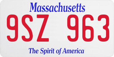 MA license plate 9SZ963