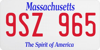 MA license plate 9SZ965