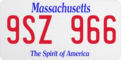 MA license plate 9SZ966