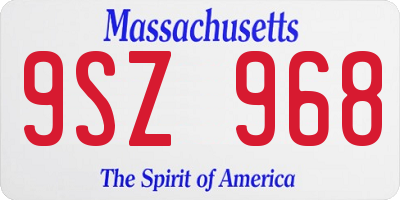 MA license plate 9SZ968