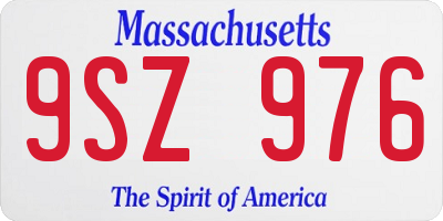 MA license plate 9SZ976