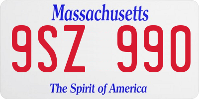 MA license plate 9SZ990