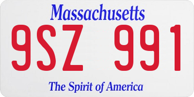 MA license plate 9SZ991