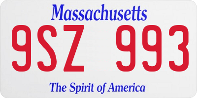 MA license plate 9SZ993