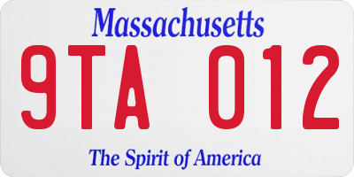 MA license plate 9TA012