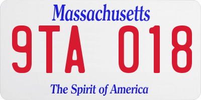 MA license plate 9TA018