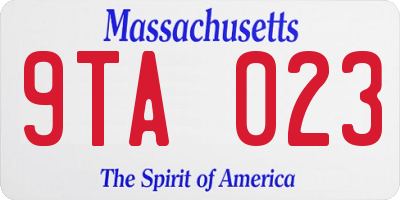 MA license plate 9TA023