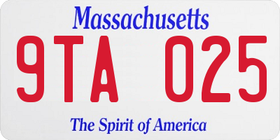 MA license plate 9TA025