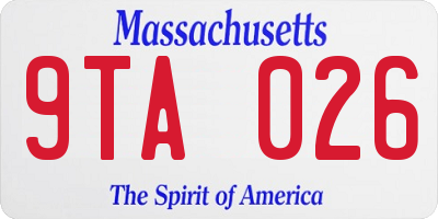 MA license plate 9TA026