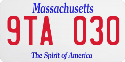 MA license plate 9TA030