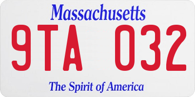 MA license plate 9TA032
