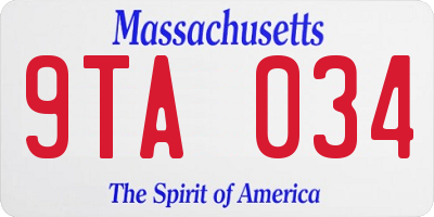 MA license plate 9TA034