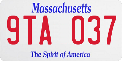 MA license plate 9TA037