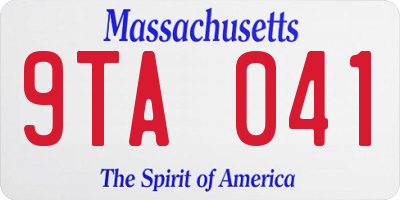 MA license plate 9TA041