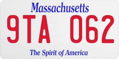 MA license plate 9TA062
