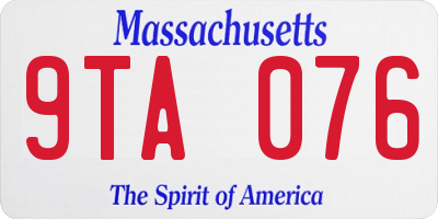 MA license plate 9TA076