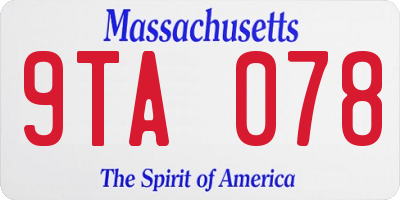 MA license plate 9TA078