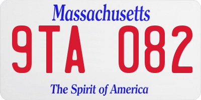 MA license plate 9TA082