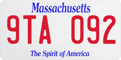 MA license plate 9TA092