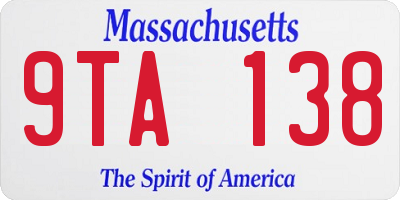 MA license plate 9TA138