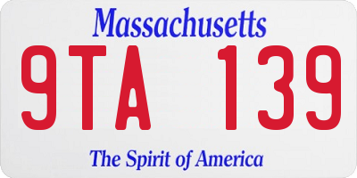 MA license plate 9TA139