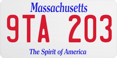 MA license plate 9TA203